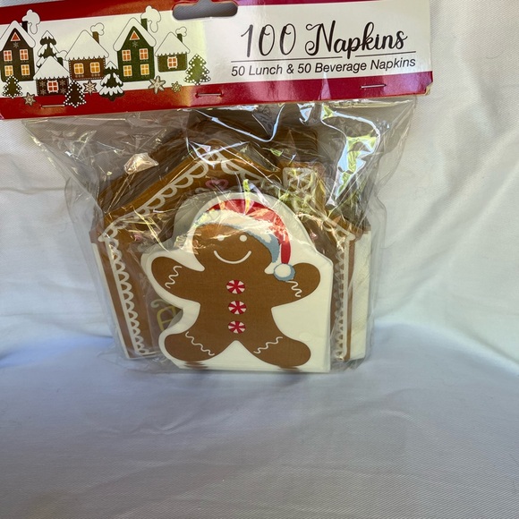 Gingerbread  & House Paper Lunch & Beverage Napkins 100 count - Picture 6 of 6